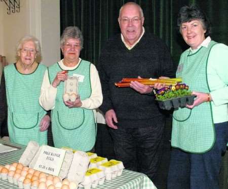 Bearsted Country Market chairman Graham Frost with, from left, Jean Corps, Eileen Terry and Sue Chartier