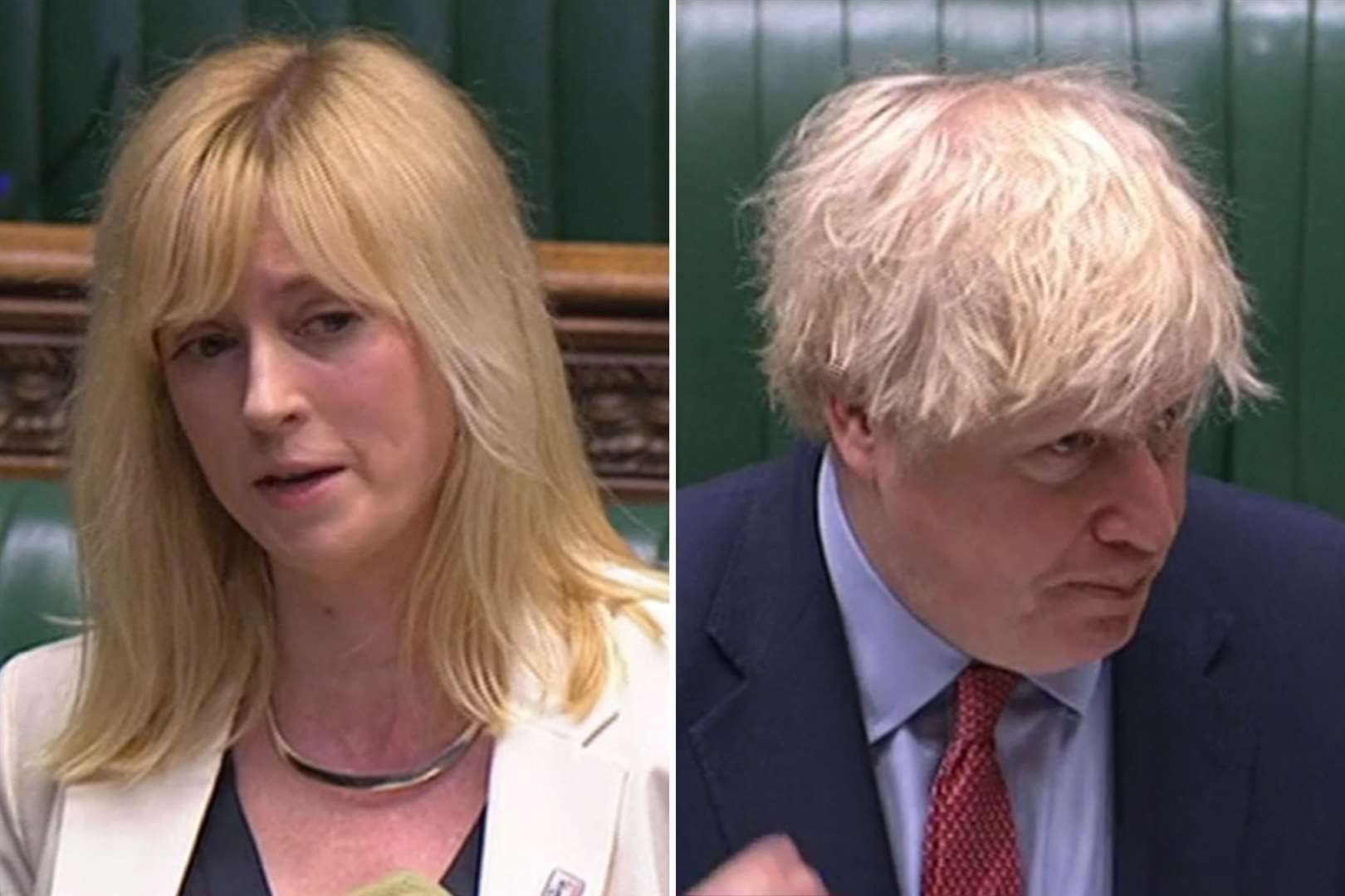 MP Rosie Duffield addressed Prime Minister Boris Johnson in Parliament today