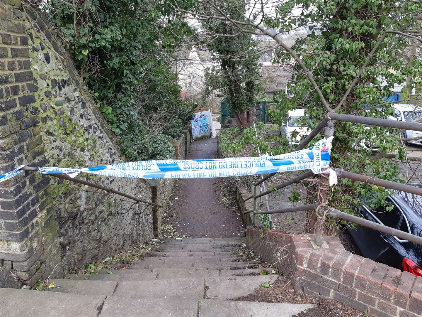 The alleyway from Folkestone Road to North Military Road is closed along with all other access points (45267447)