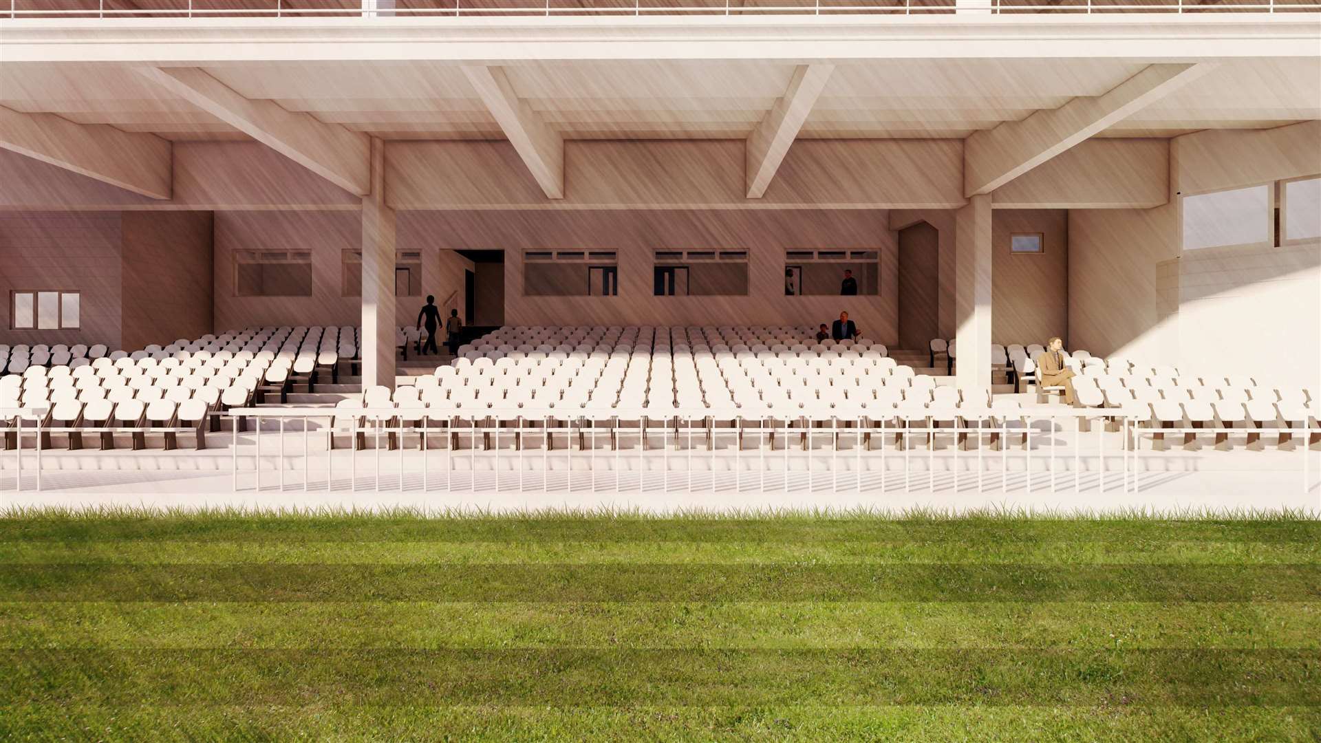 A computer-generated image showing how the refinished stands at the Spitfire Ground in Canterbury are expected to look
