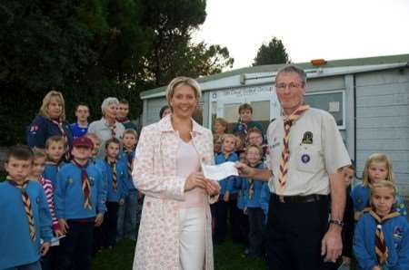Cllr Julie Rook with scout leader Peter Marsh and members of the 5th Deal (Sholden) Scout Group