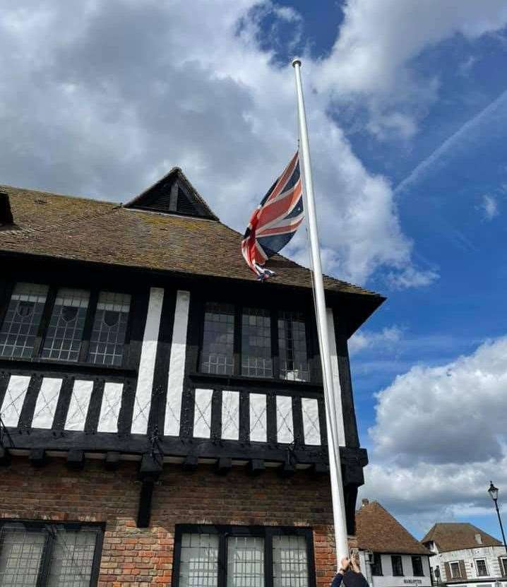 The flag at half mast at Sandwich Guildhall Picture: Sandwich Town Council
