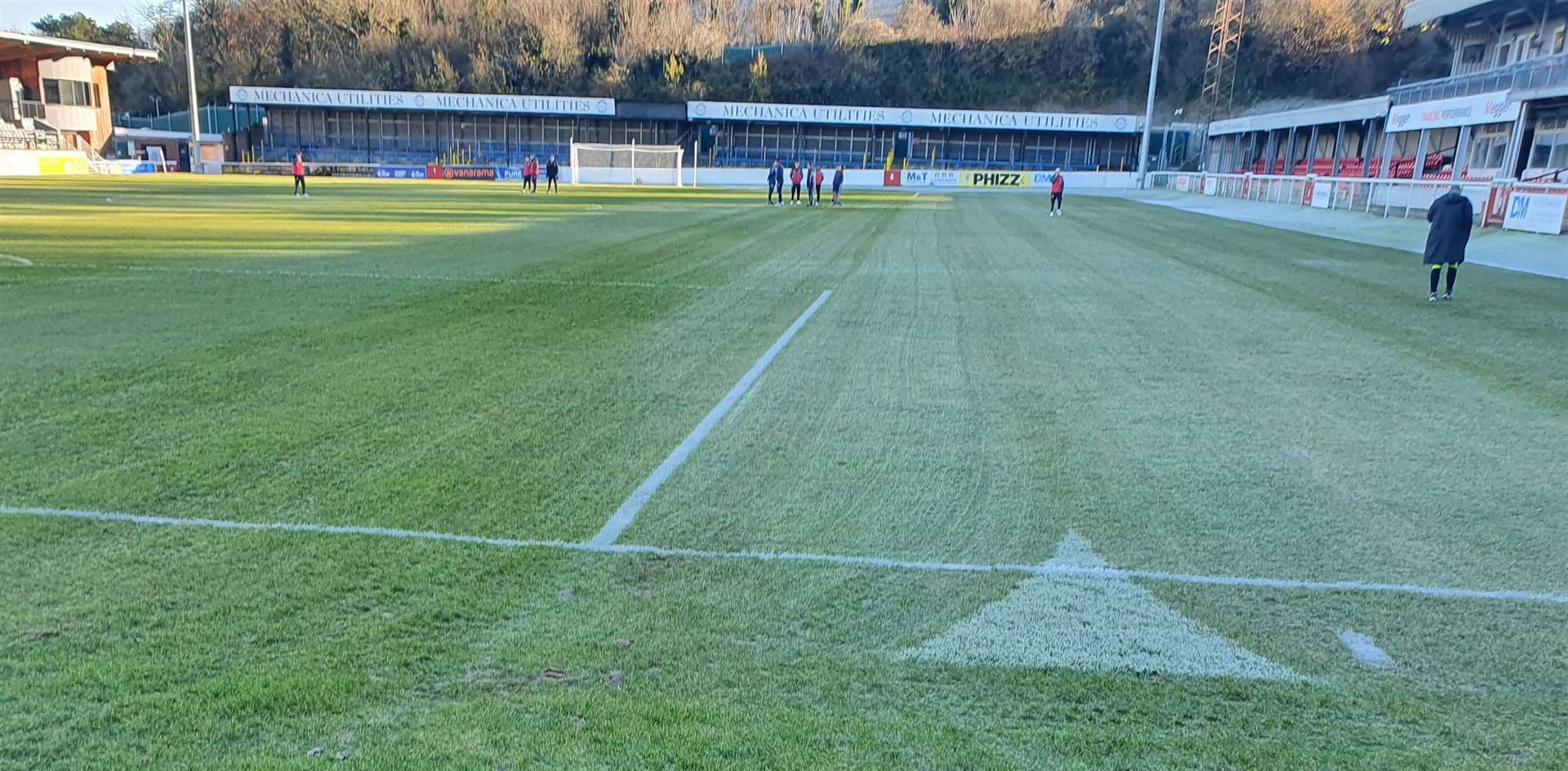 The scene at Crabble last Saturday as Dover's scheduled match against Worthing was called off