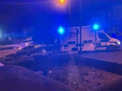 Ambulance crews at the scene in the early hours. Picture: Yasin Halai