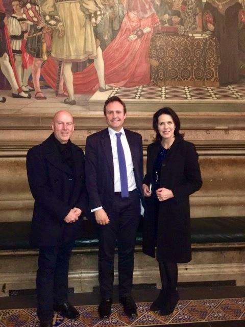 Ryarsh Protection Group's Gerry and Oonagh Boyle with Tonbridge and Malling MP Tom Tugendhat (centre) in the House of Commons