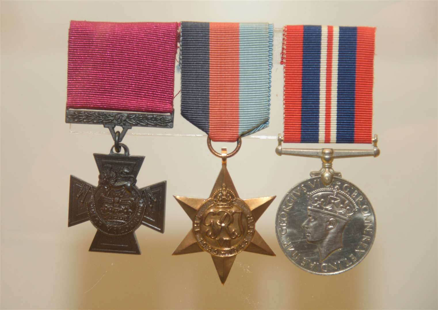 Sgt Thomas Durrant's medals with the Victoria Cross on the left in the Royal Engineers Museum. Picture:Chris Davey