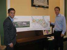 Rob Scadding from consultants Planning Potential and Giles Haywood from LXB at an exhibition on the plans