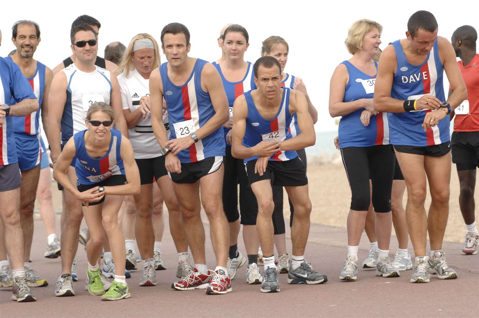 Folkestone running club run prepare for the Don Thompson mile several years ago Picture : Gary Browne