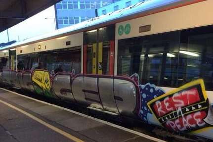 Graffiti in memory of Trigger from Only Fools and Horses on a train at Tonbridge Picture: @Andrew_Paulson