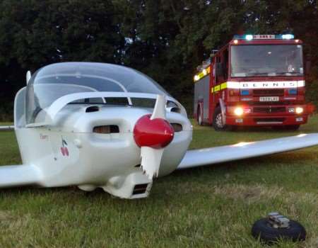 The aircraft forced to make an emergency landing. Picture courtesy Kent Fire & Rescue Service