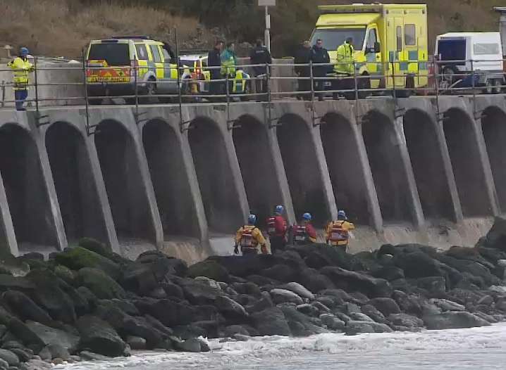 The rescue operation saw emergency services park up above Sunny Sands and teams on the ground. Picture: Kent_999s