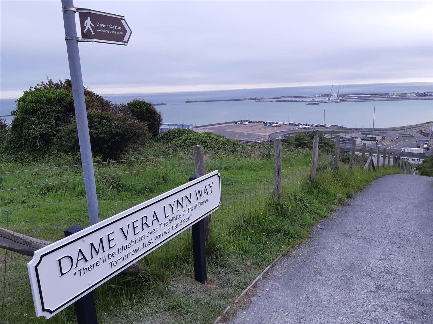 The top of the White Cliffs footpath named after Dame Vera Lynn