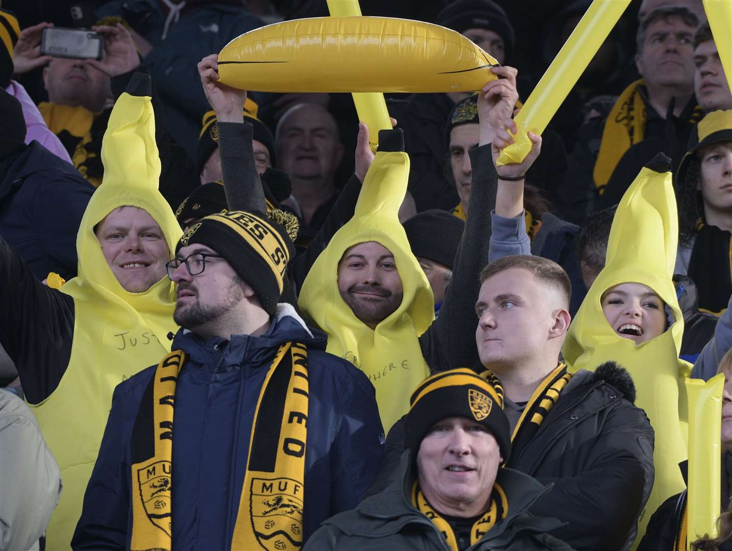 Top banana! Stones fans watched their team reach the last 16 of the FA Cup!