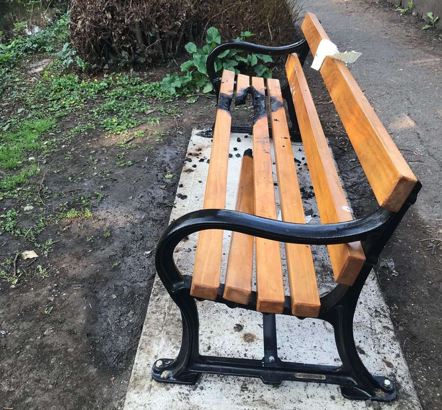 The vandalised bench. Picture: Faversham Town Council