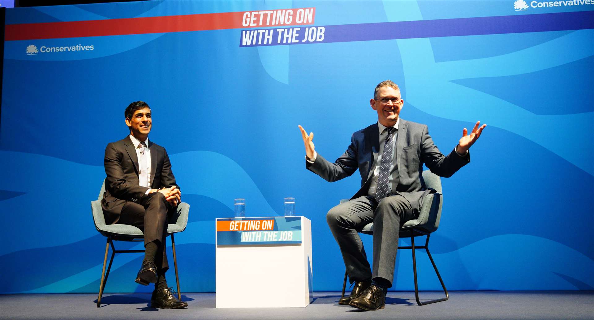 Paul Maynard, right, appeared on stage with then-chancellor Rishi Sunak (Peter Byrne/PA)