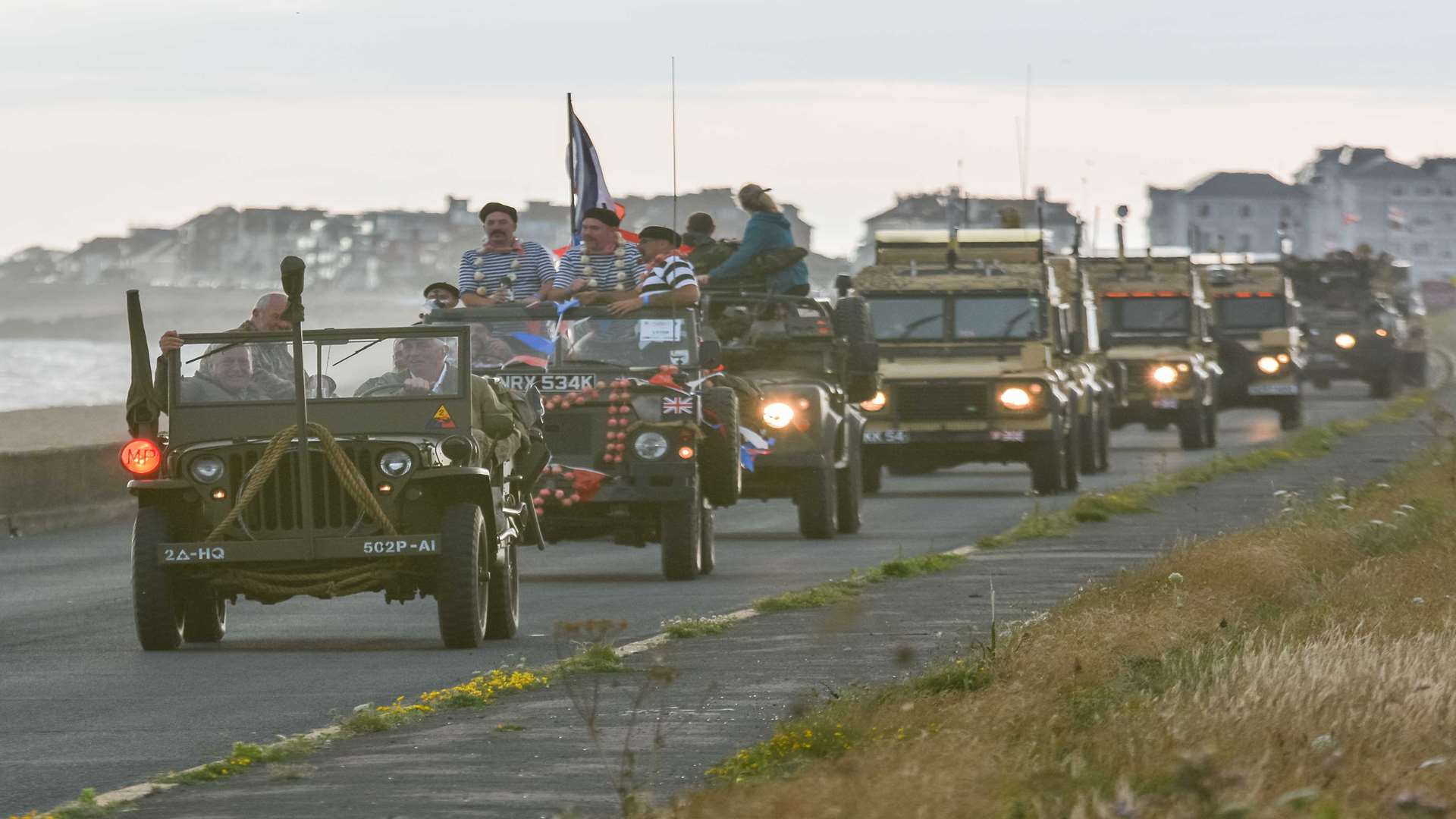 Vehicles on their way to the War and Peace Revival