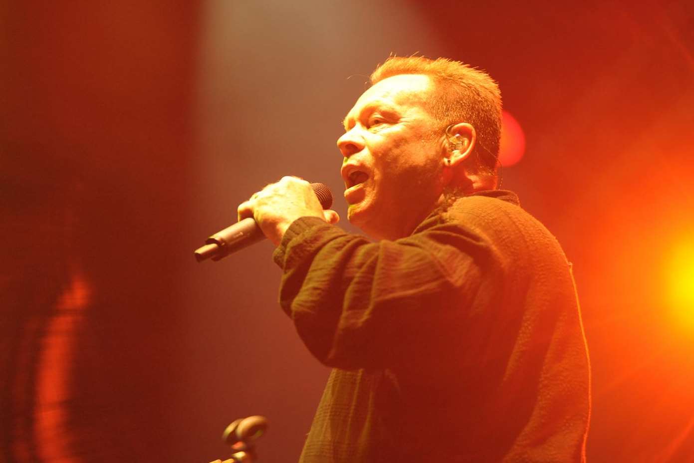 Ali Campbell on stage with UB40 at the Castle Concerts in Rochester