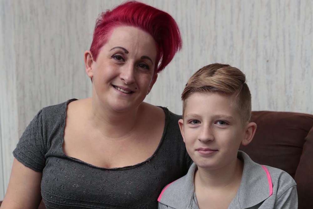 Emma Church and her son Oliver Gardener, 11, who is making good progress after being run over