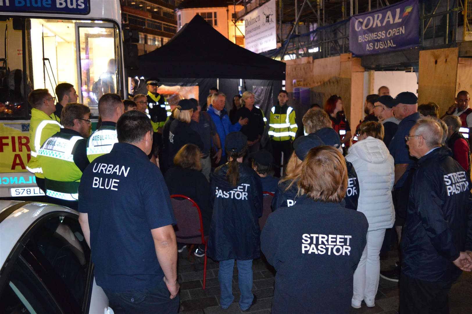 Volunteers from Urban Blue and Street Pastors gathered in Jubilee Square, Maidstone to hold a memorial service for Andre Bent