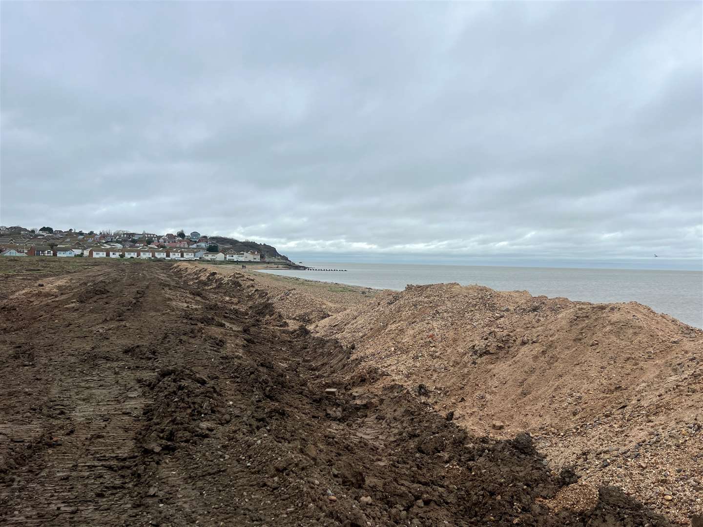 The new sea wall coming along in Leysdown. Picture: Megan Carr