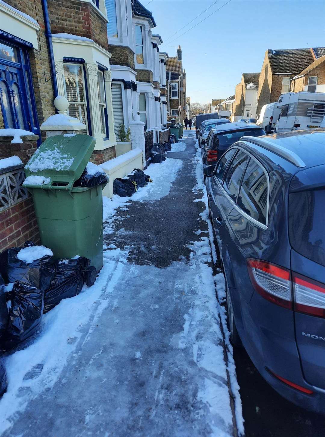 Sheerness Town Council chairman Matt Brown picked up rock salt from Faversham to salt dangerous backstreets