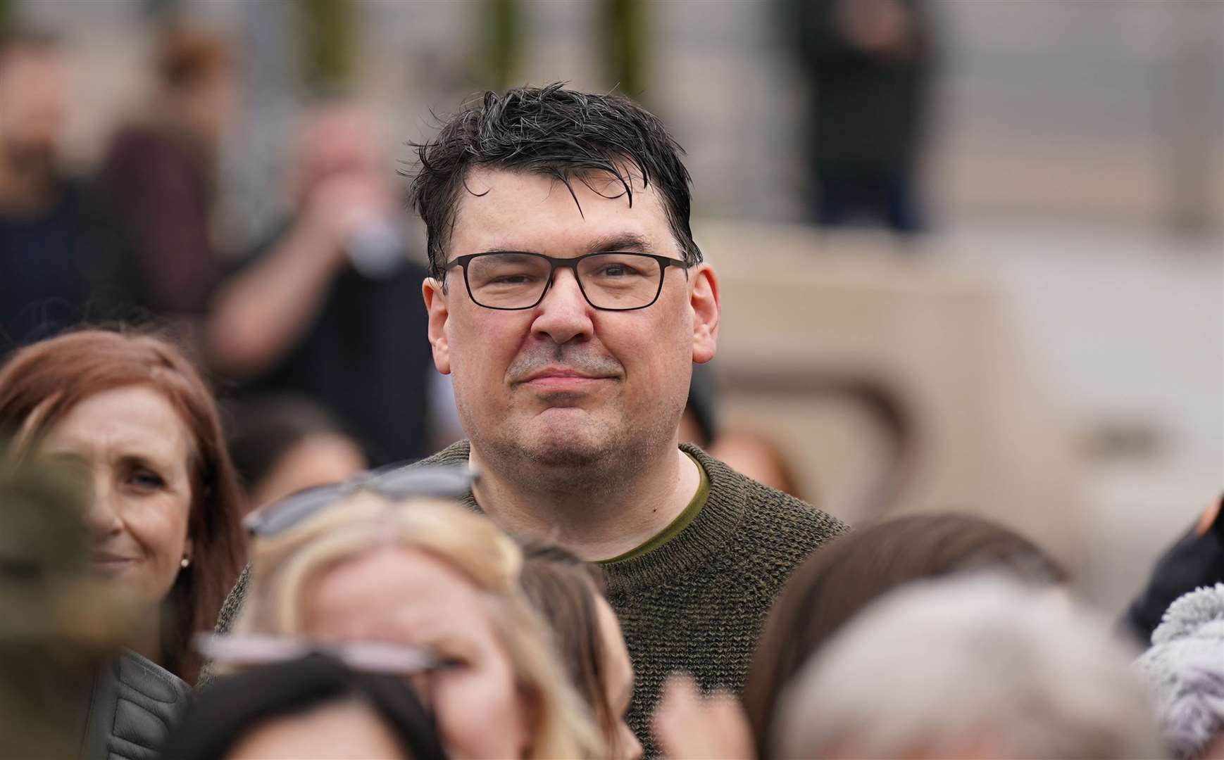 Father Ted creator Graham Linehan attended the Let Women Speak rally in Belfast (Niall Carson/PA)