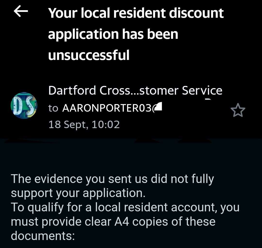 An email from Dart Charge received by Aaron Porter. Picture: Aaron Porter