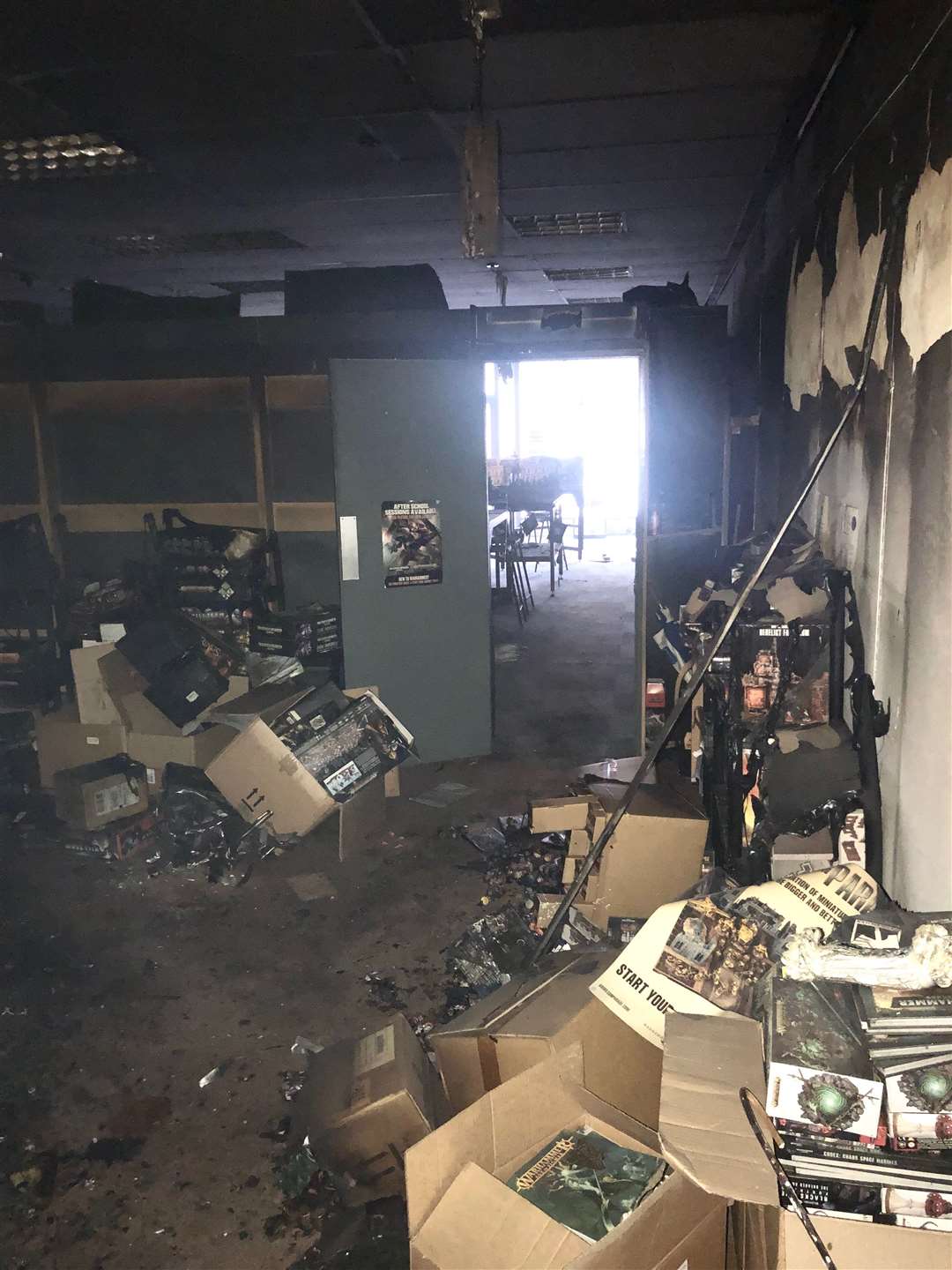 Fire devastated the inside of Ashford's Warhammer branch