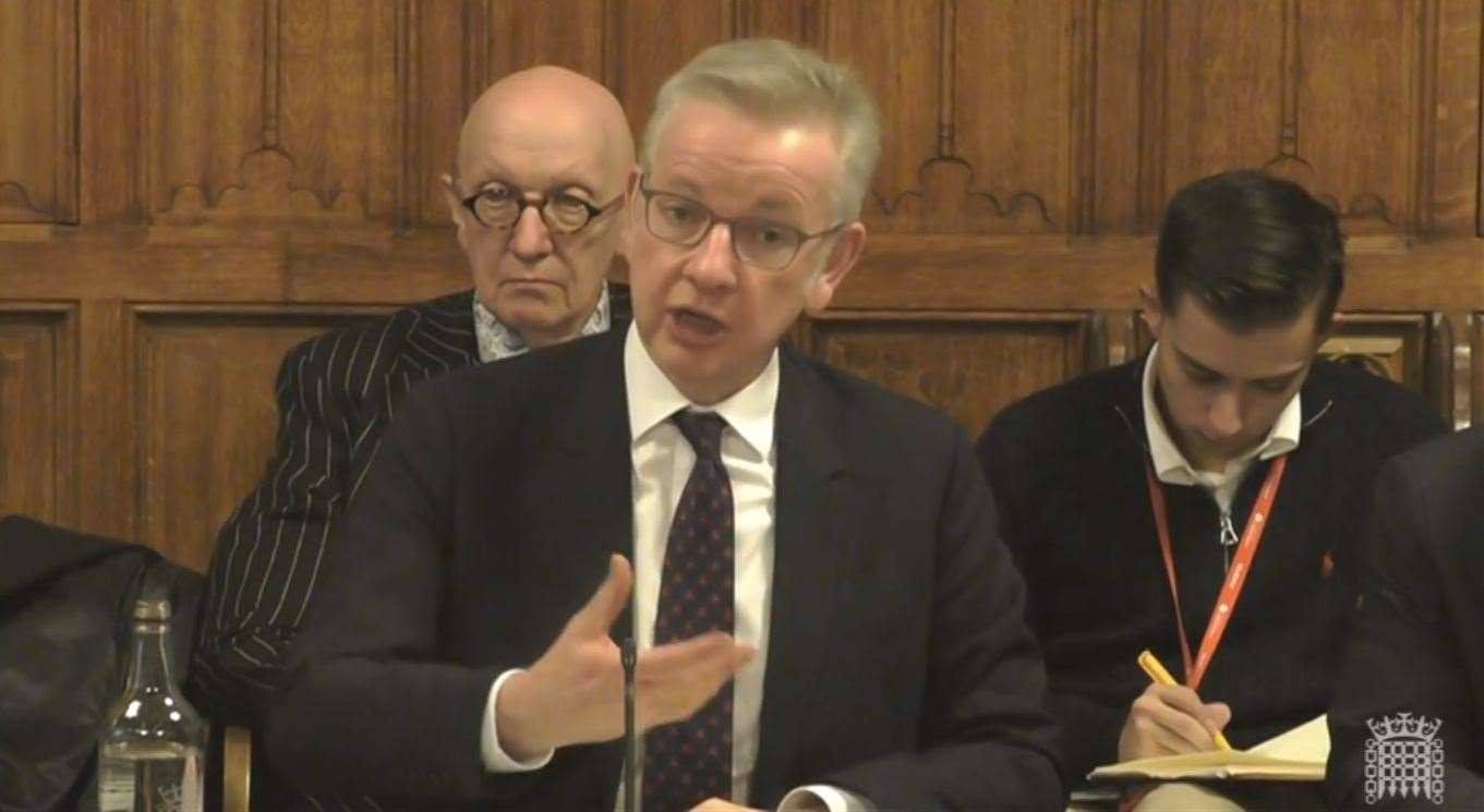 Levelling-up Secretary Michael Gove giving evidence to the committee