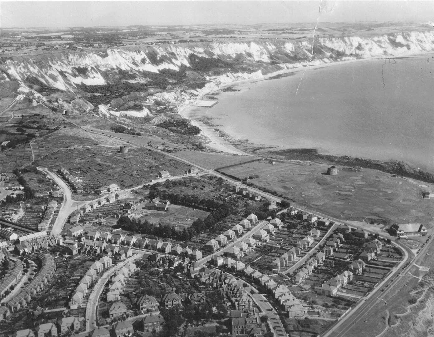 Folkestone's East Cliff viewed from the air in 1950. Picture: Alan Taylor