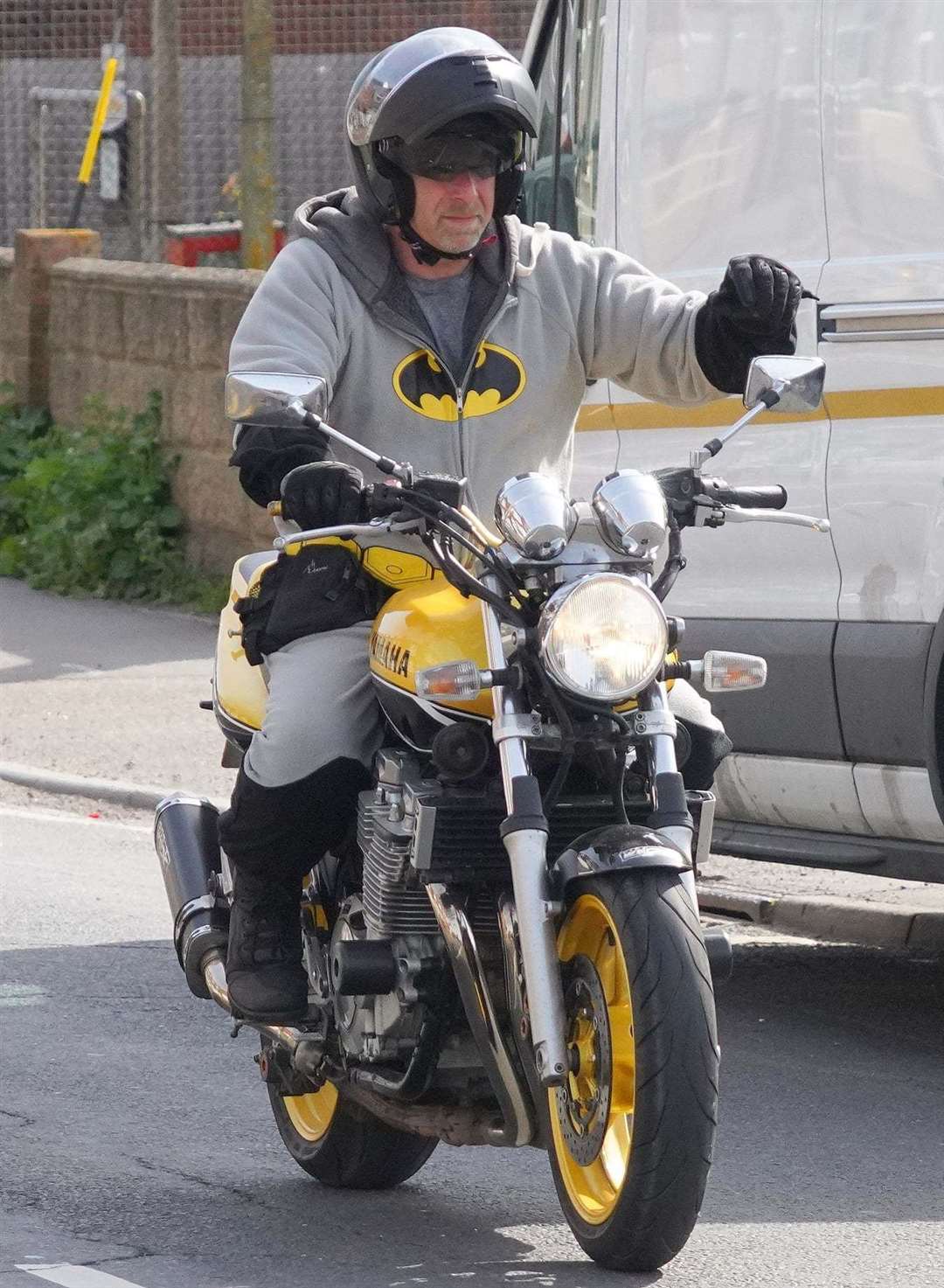 Even Batman took part in the Associated Sheppey Bikers' Easter egg run on Sunday. Picture: John Stockham