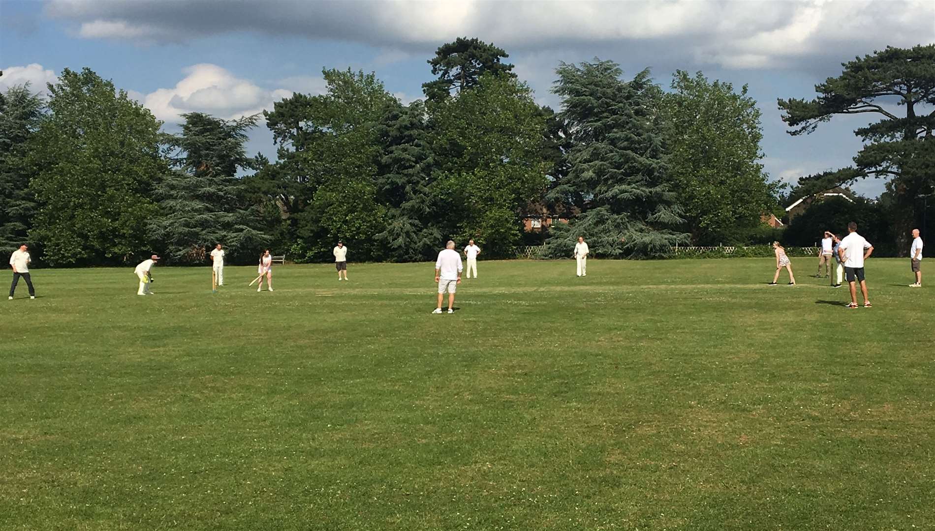 A cricket match on the Memorial Playing Field in happier times
