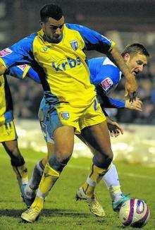 Gillingham forward Rene Howe in action against Hartlepool on Tuesday night
