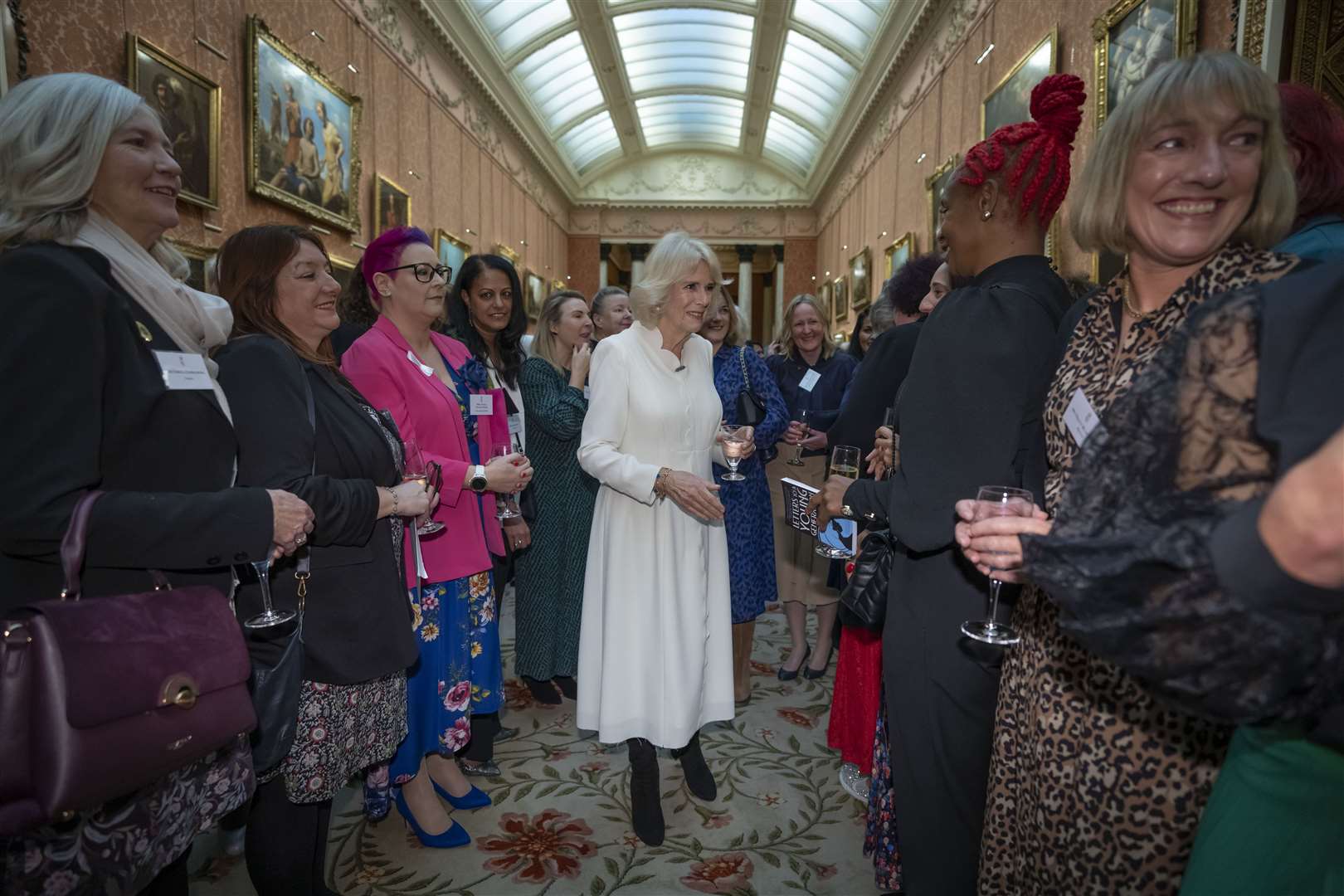 Camilla hosted a reception raising awareness of the campaign against violence towards women and girls (Kin Cheung/PA)
