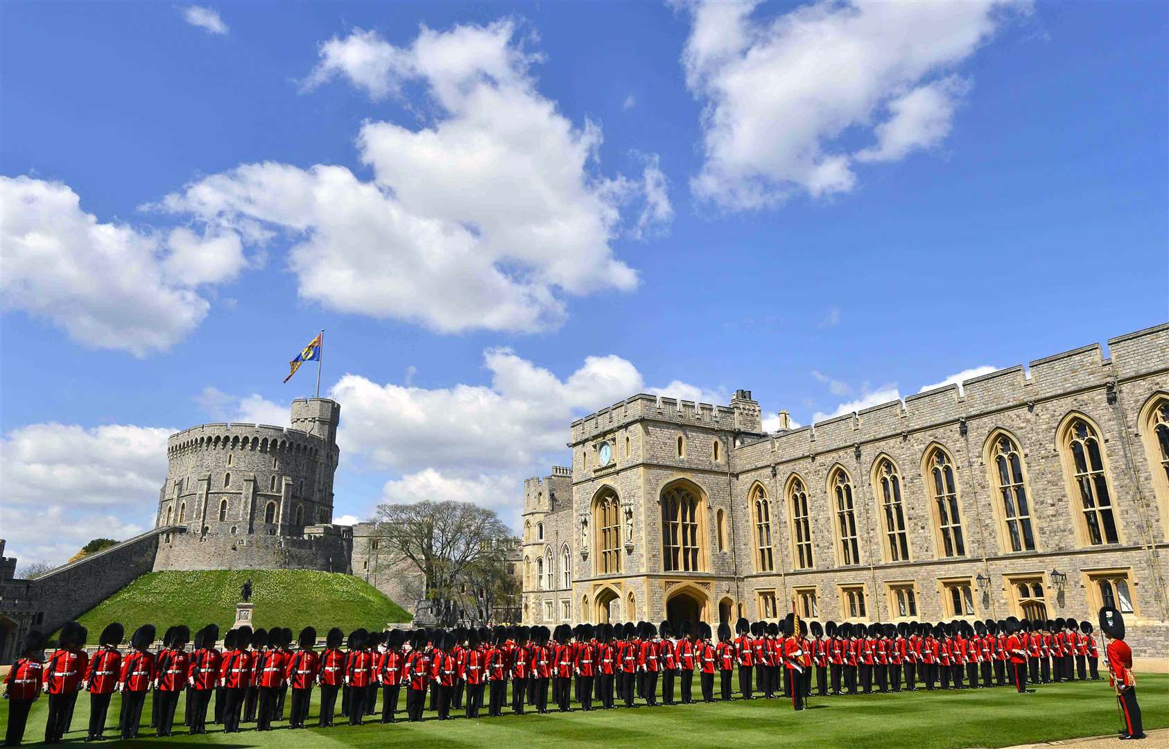 Windsor Castle’s quadrangle, pictured hosting a ceremonial welcome for the United Arab Emirates President, is expected to host the new event marking the Queen’s official birthday (Toby Melville/PA)
