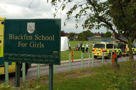 Emergency services at Blackfen School for Girls on Tuesday. Picture: MATTHEW READING
