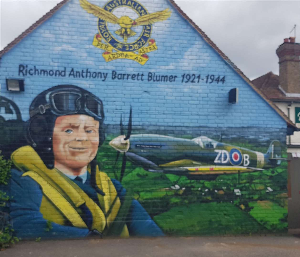 The mural of Mr Blumer which is on display at The Hop Pole Inn