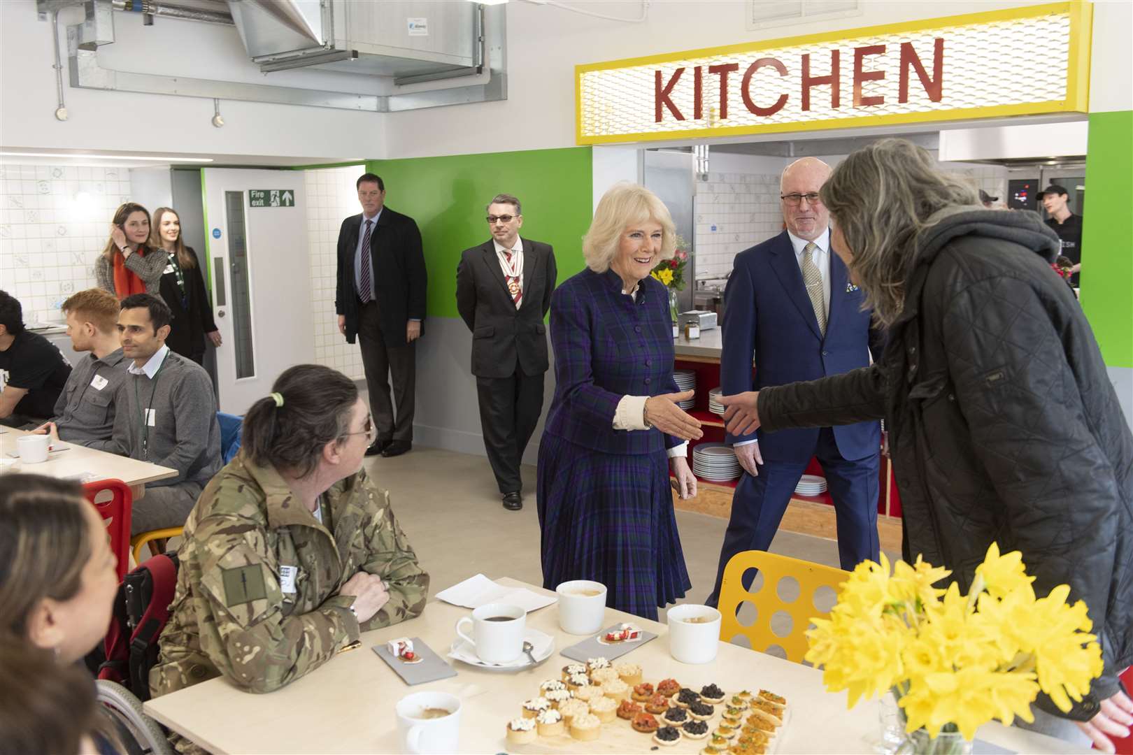 The Duchess of Cornwall during her visit to the UKHarvest charity’s west London Nourish Hub (Geoff Pugh/Daily Telegraph/PA)