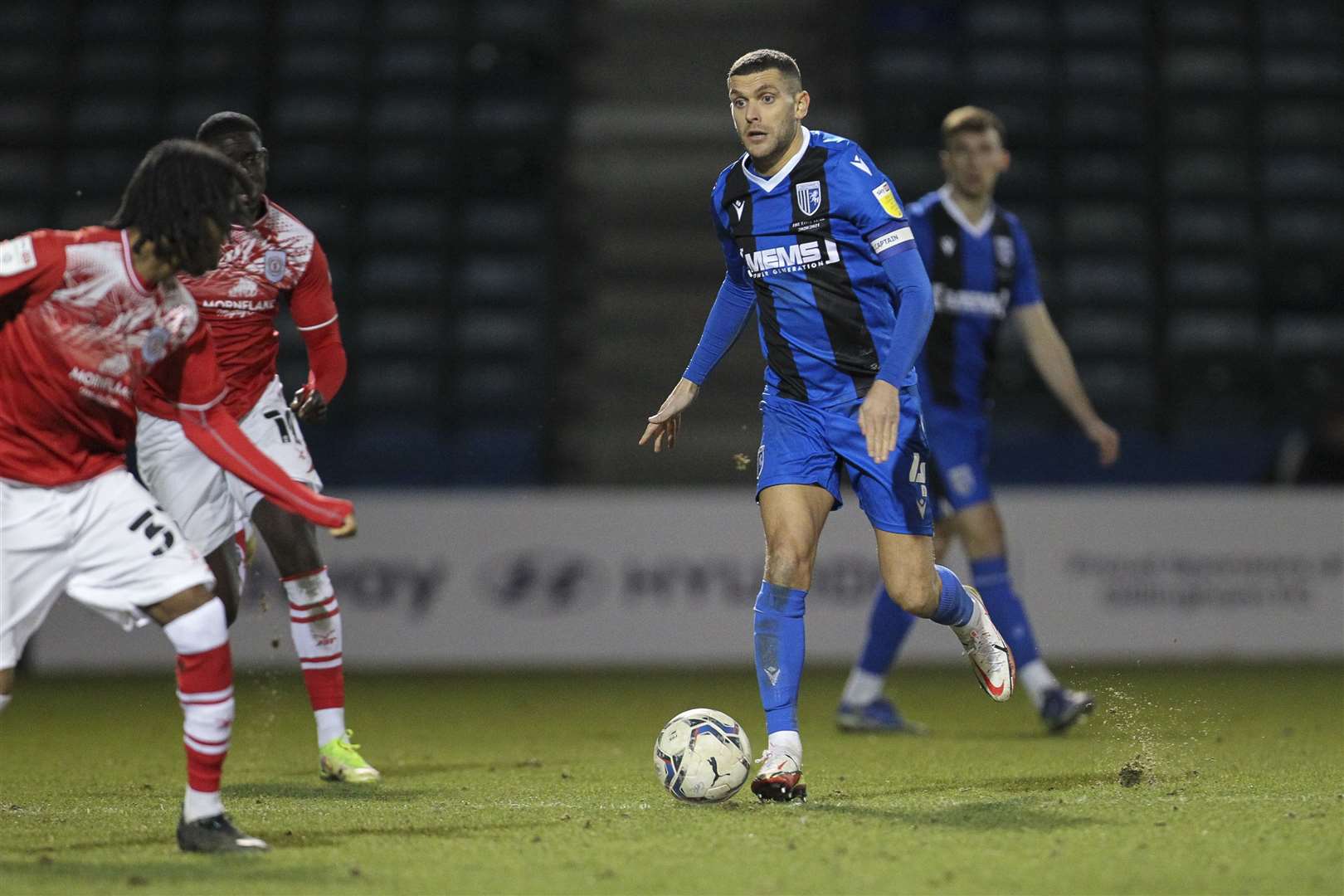 Stuart O'Keefe was handed the captain's armband for the midweek game against Crewe Picture: KPI