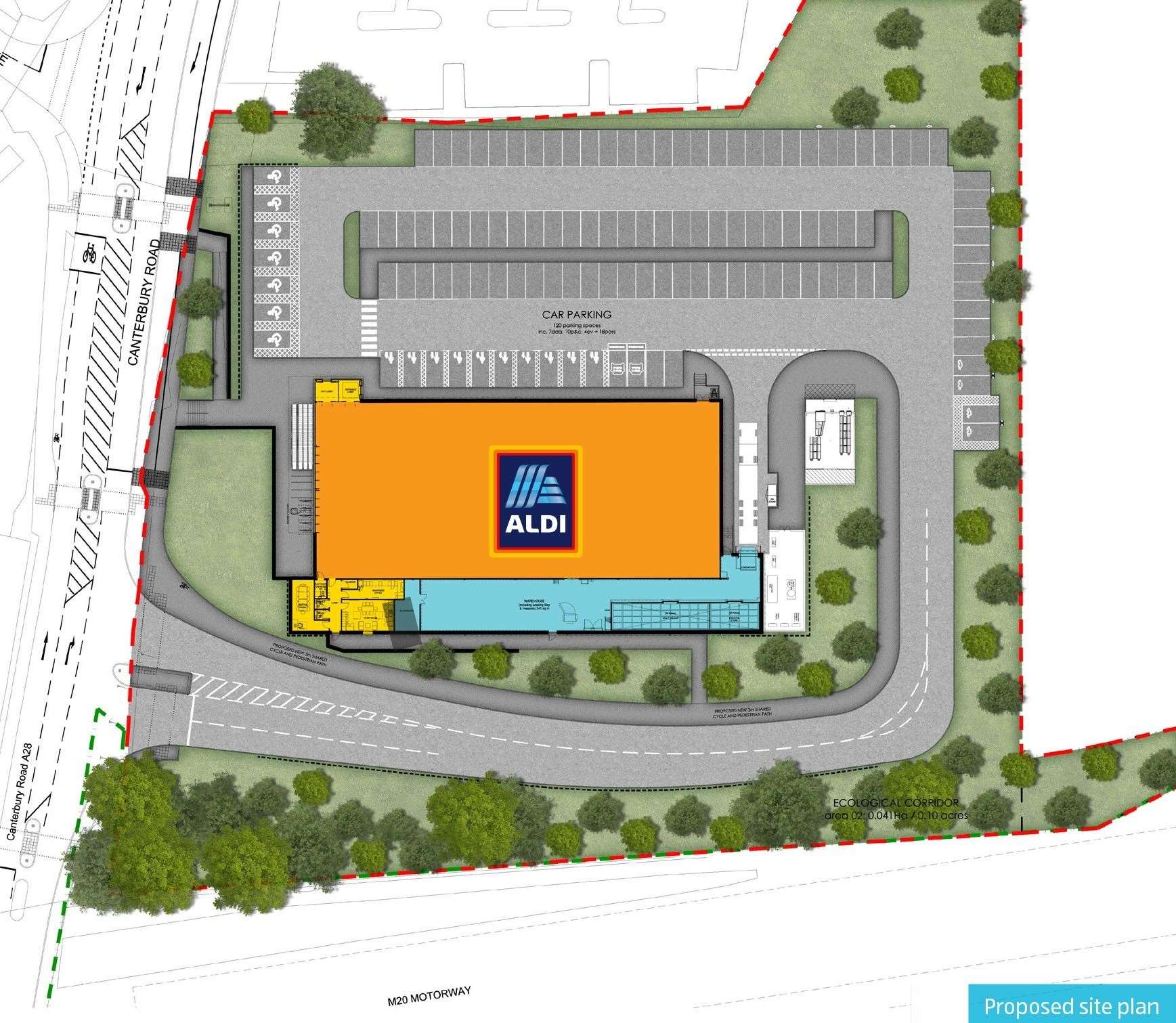 The planned layout of the Kennington store and car park