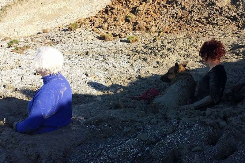 Two women and a dog were helplessly trapped in the mud at Bishopstone. Picture: Herne Bay Coastguard