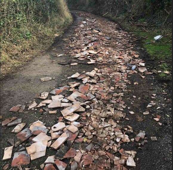 School Lane in Horton Kirby could be closed for up to a week due to fly-tipping. Picture: KCC Highways
