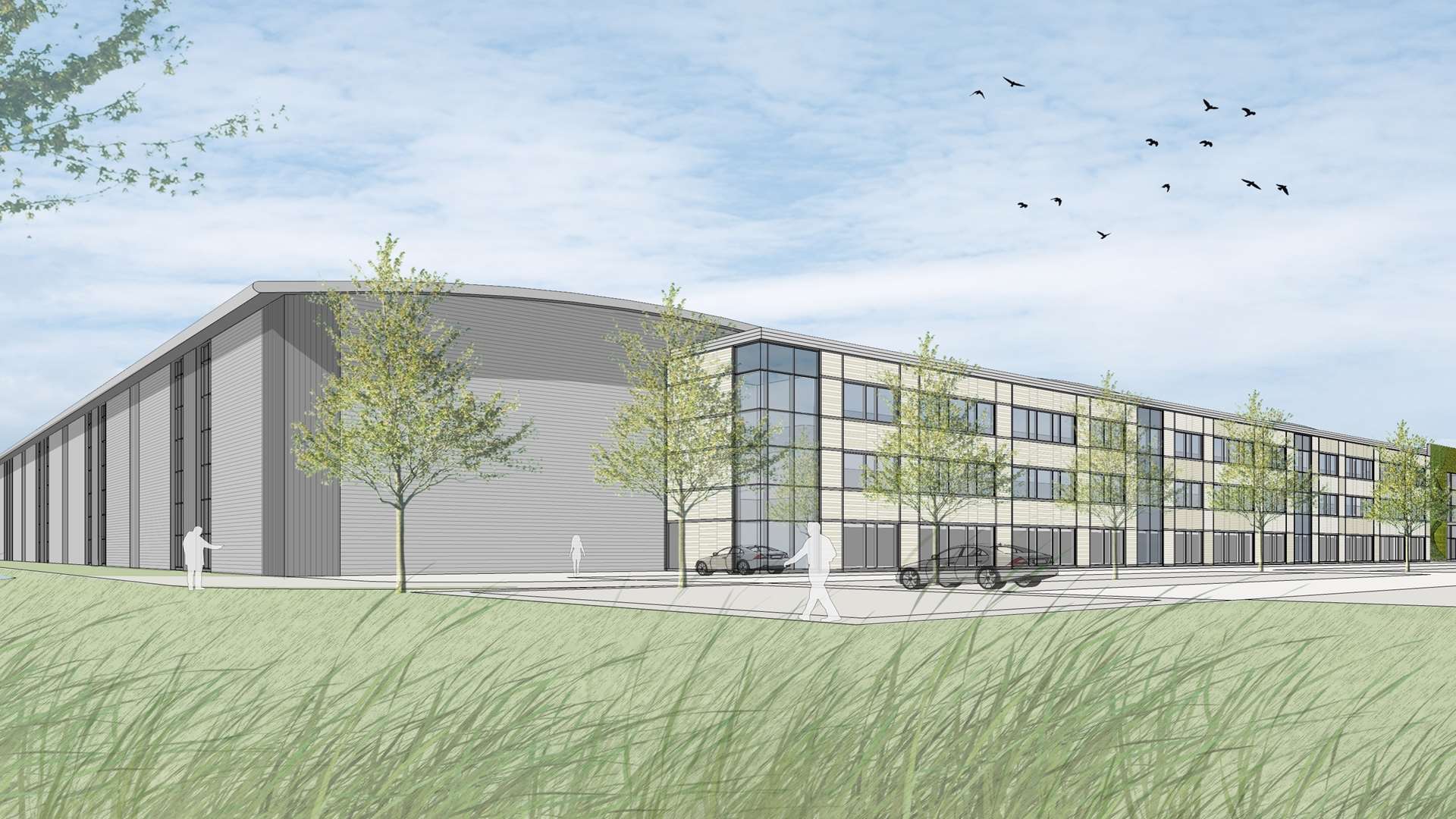 An artist's impression of one of the proposed new buildings at Waterside Park
