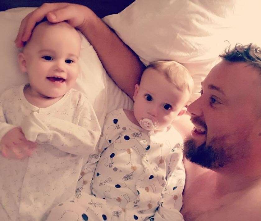 Steven Ford with his beautiful twins. Picture: Facebook