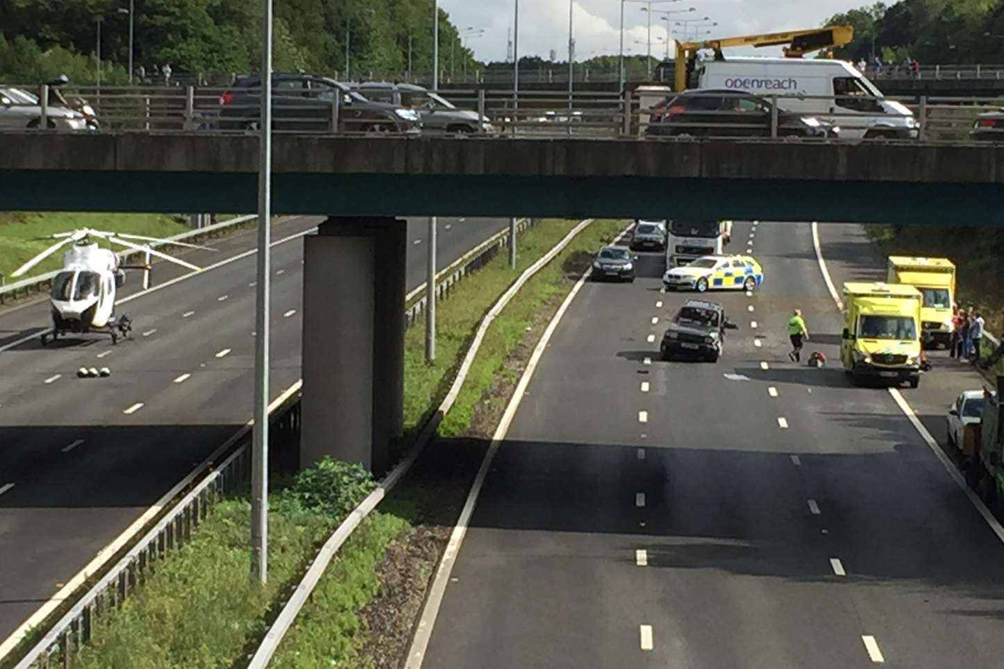 Ambulances on the M2 following the crash at Junction 3. Picture: Richard Rodgers