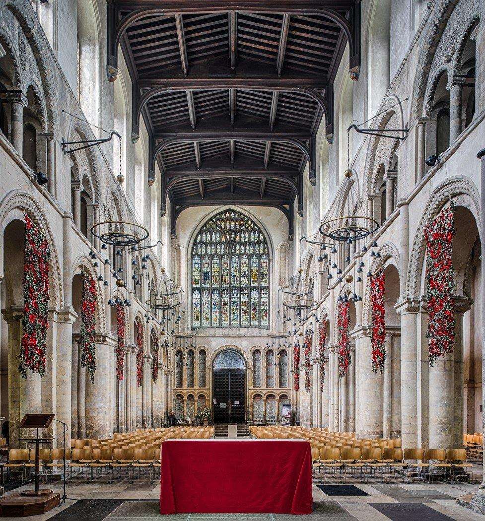 The poppy display at Rochester Cathedral. Picture: Rochester Cathedral (5038803)