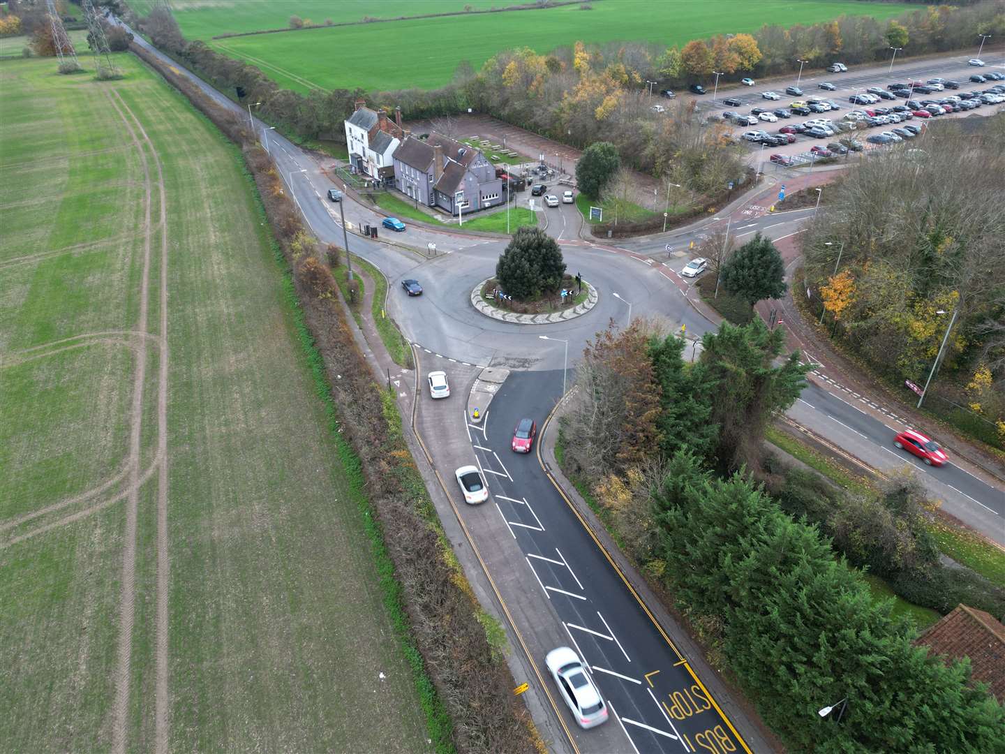 The roundabout in New Dover Road, near the Old Gate Inn, Canterbury. Picture: Barry Goodwin