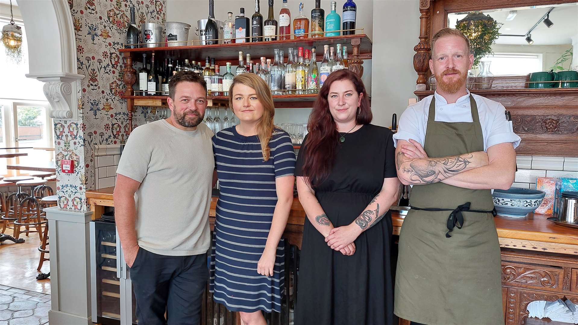 Owners Ben and Lucy Cuthbert, left, with general manager Gemma Aldridge and head chef James Pearce