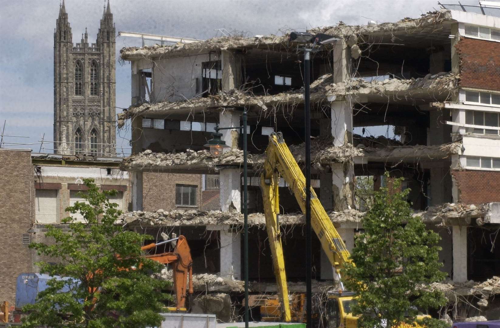 Ricemans is demolished, with the Cathedral in the background. Pic: Derek Stingemore