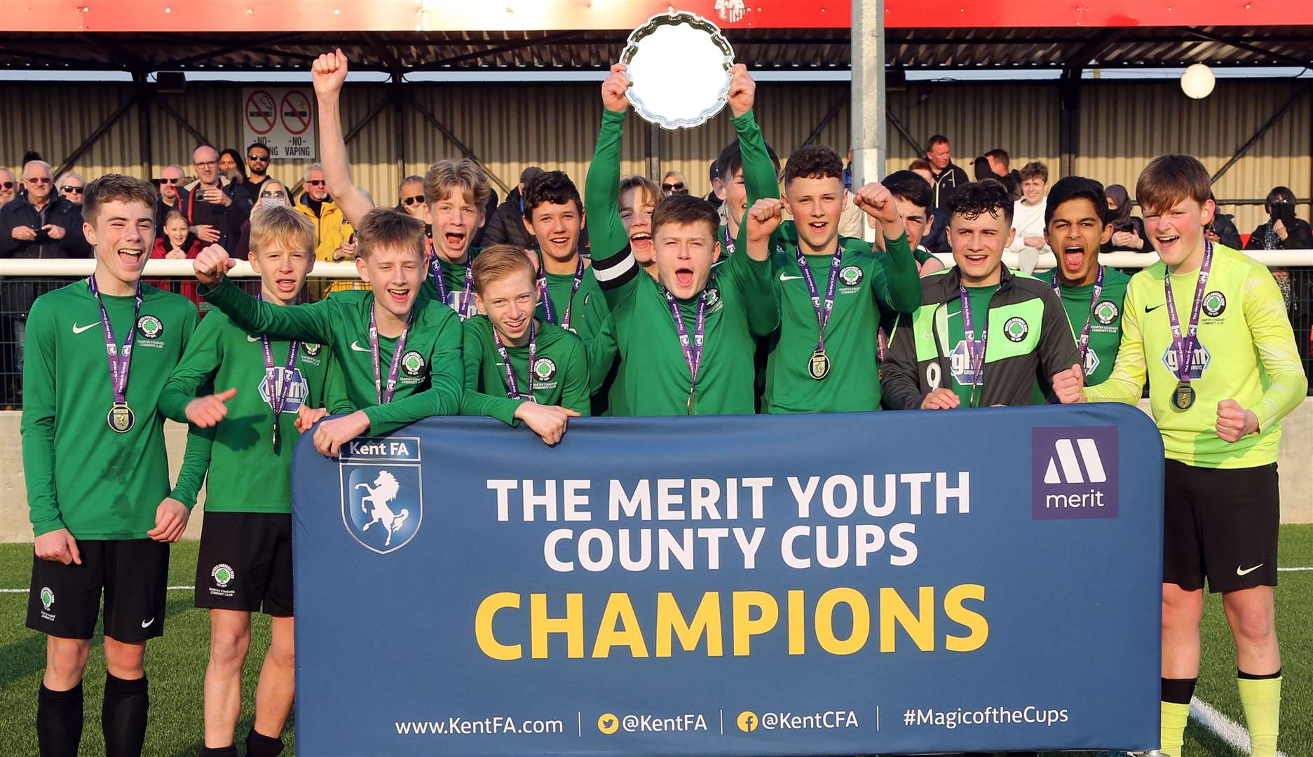 Vinters Park celebrate winning the Kent Merit Under-15 boys plate final. Picture: PSP Images (55561112)